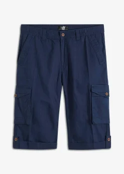 Bermuda long cargo en lin mélangé, regular