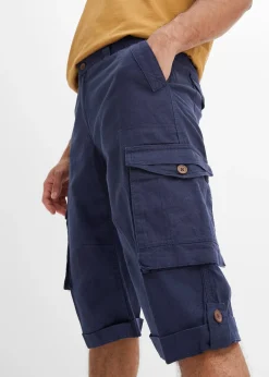 Bermuda long cargo en lin mélangé, regular