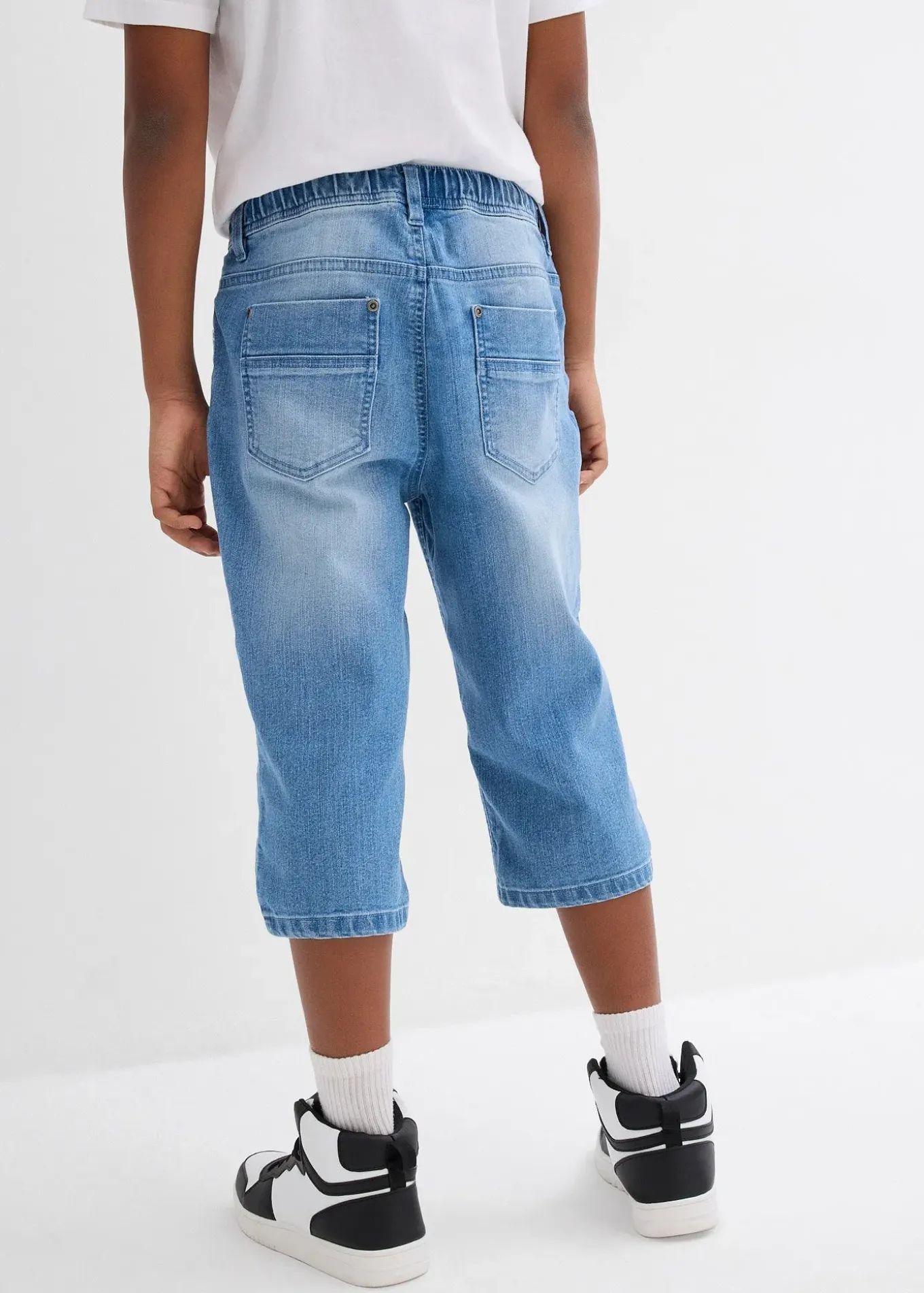 Bermuda long en jean, taille extensible, slim