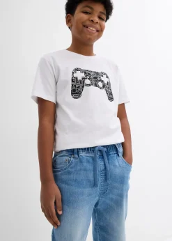 Bermuda long en jean, taille extensible, slim