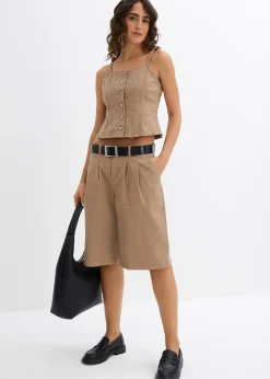 Bermuda long en toile de coton extensible