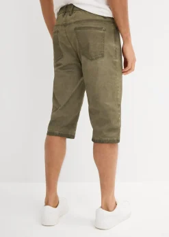 Bermuda long en toile délavée, regular