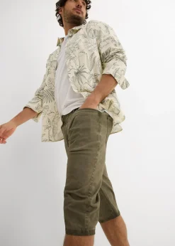 Bermuda long en toile délavée, regular