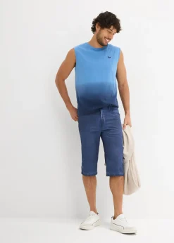 Bermuda long en toile délavée, regular