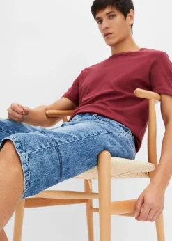 Bermuda long et léger en jean extensible, Regular