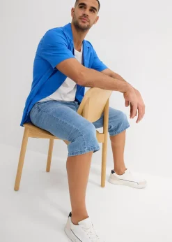 Bermuda long et léger en jean extensible, Regular