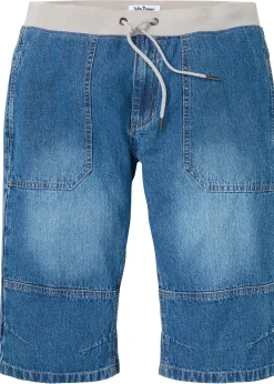 Bermuda long et léger en jean taille extensible, loose