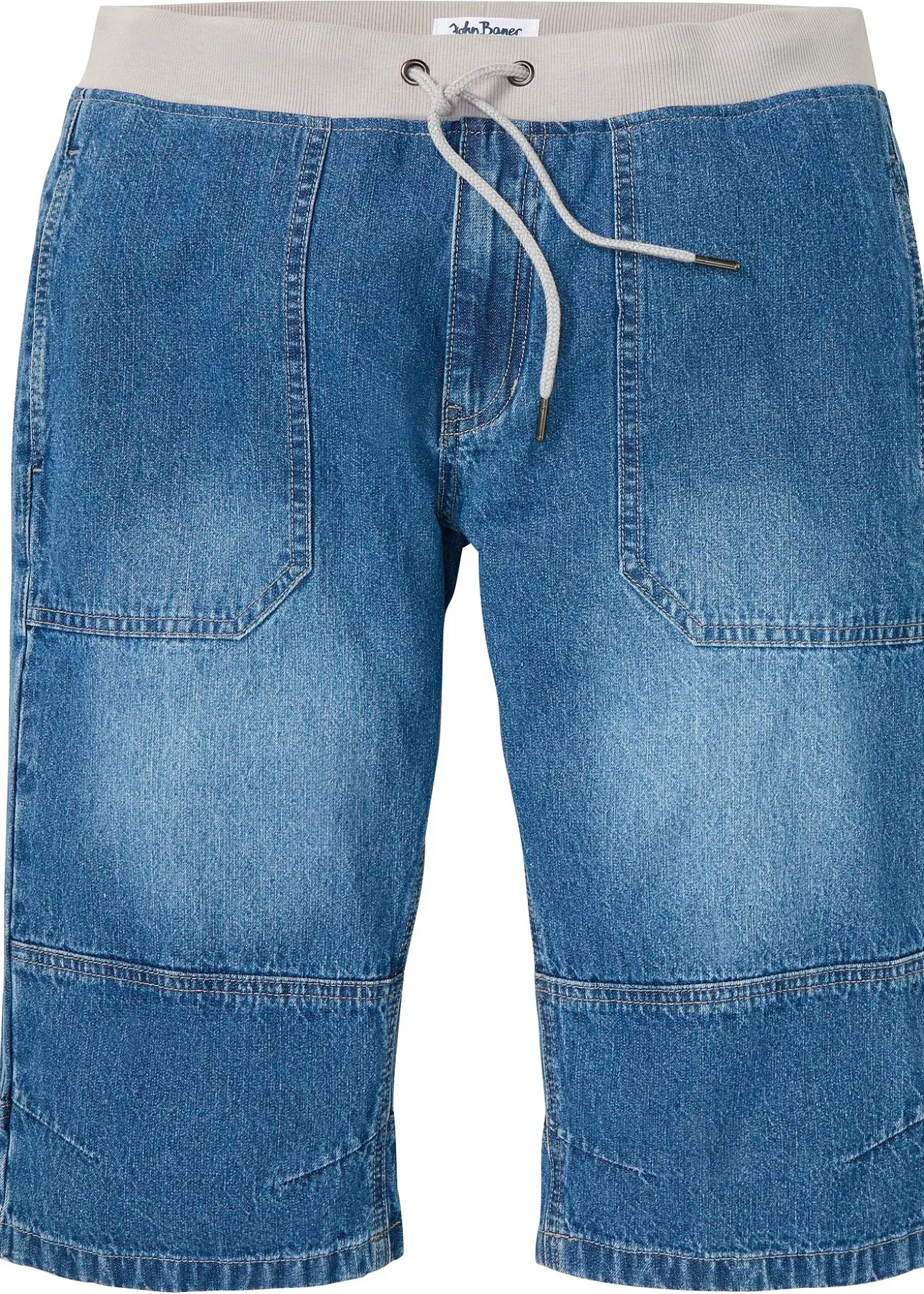 Bermuda long et léger en jean taille extensible, loose