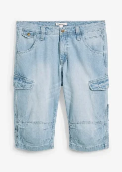 Bermuda long poches cargo en denim léger, coupe loose