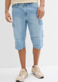 Bermuda long poches cargo en denim léger, coupe loose