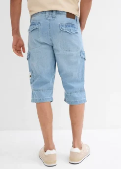 Bermuda long poches cargo en denim léger, coupe loose