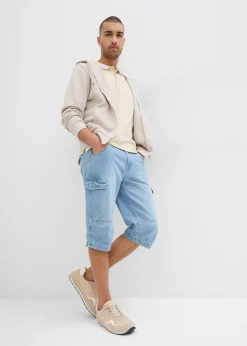 Bermuda long poches cargo en denim léger, coupe loose