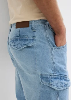 Bermuda long poches cargo en denim léger, coupe loose