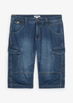 Bermuda long poches cargo en denim léger, coupe loose