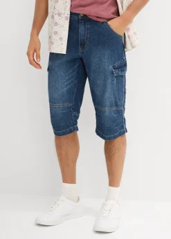 Bermuda long poches cargo en denim léger, coupe loose