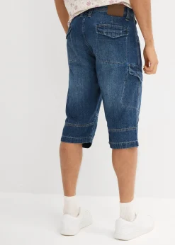 Bermuda long poches cargo en denim léger, coupe loose