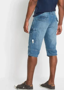 Bermuda long poches cargo en denim léger, coupe loose