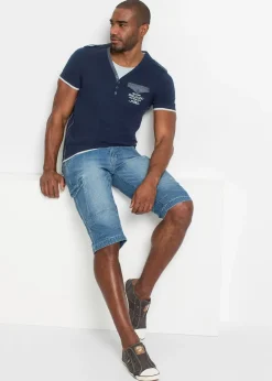 Bermuda long poches cargo en denim léger, coupe loose