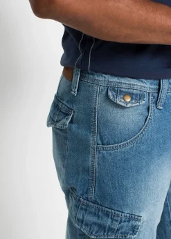 Bermuda long poches cargo en denim léger, coupe loose