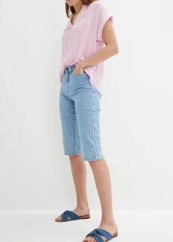 Bermuda slim en jean, taille haute