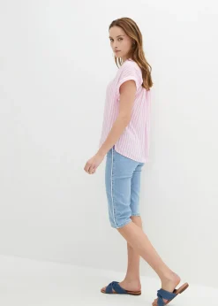 Bermuda slim en jean, taille haute