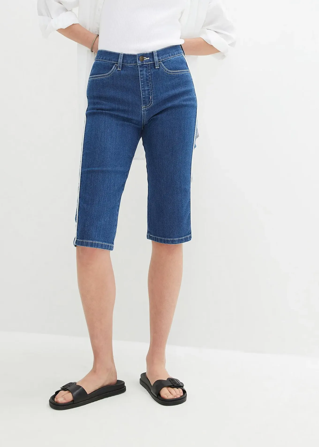 Bermuda slim en jean, taille haute