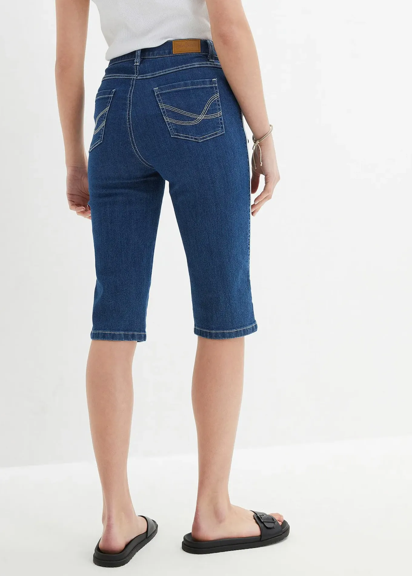 Bermuda slim en jean, taille haute
