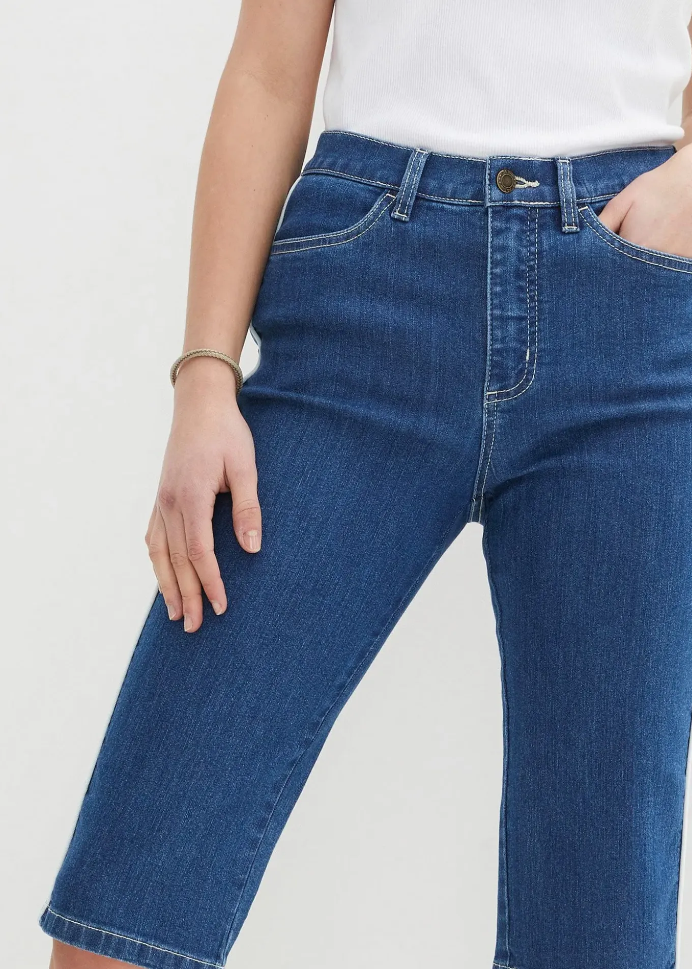 Bermuda slim en jean, taille haute