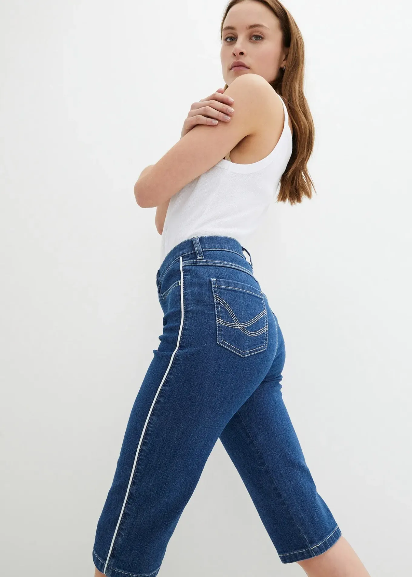 Bermuda slim en jean, taille haute