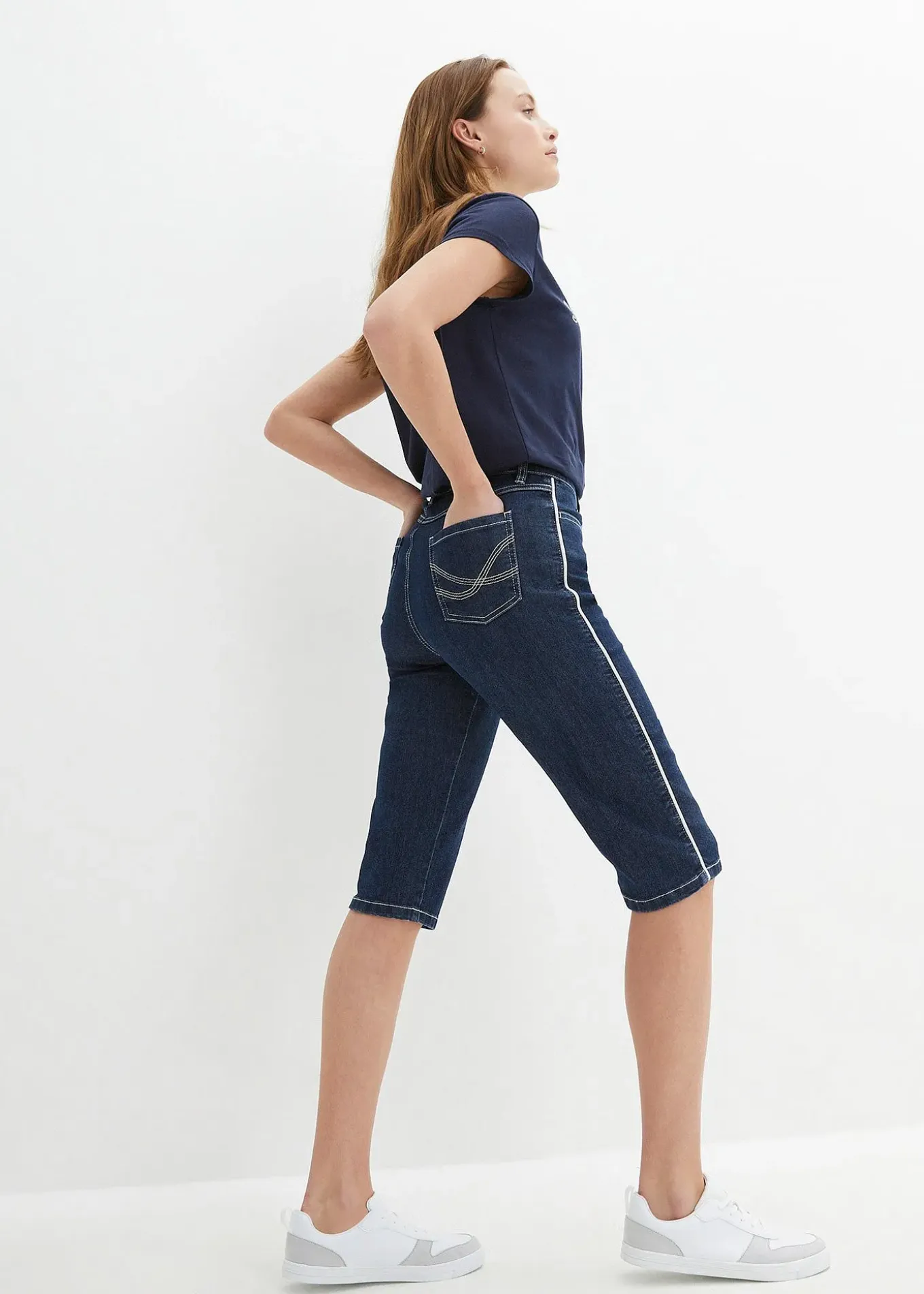 Bermuda slim en jean, taille haute