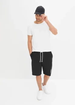 Bermuda sweat à bordures ouvertes en coton, Loose Fit