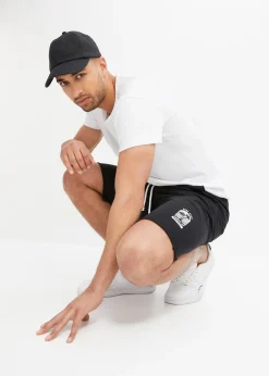 Bermuda sweat à bordures ouvertes en coton, Loose Fit