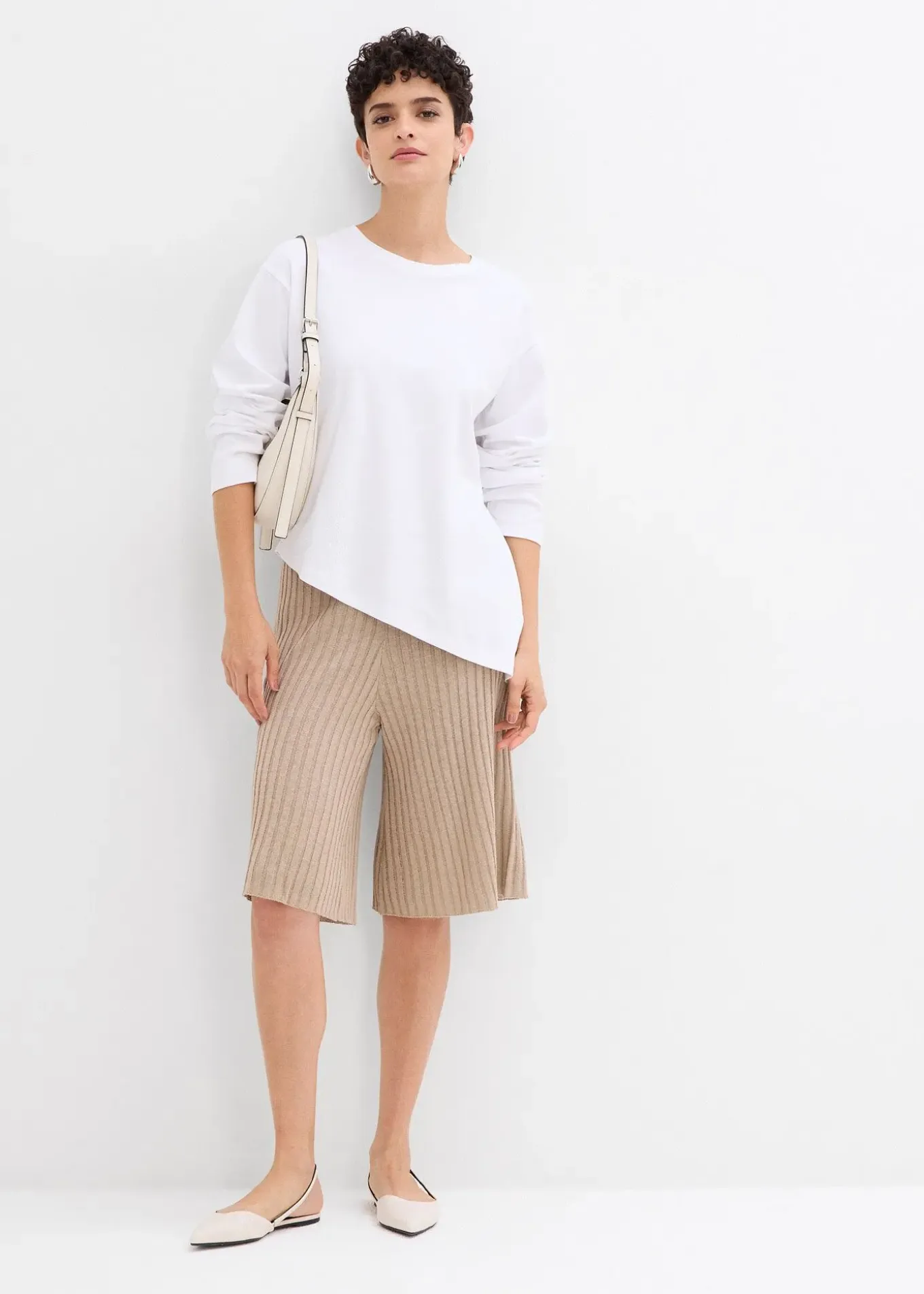 Bermuda taille haute en maille de viscose mélangée