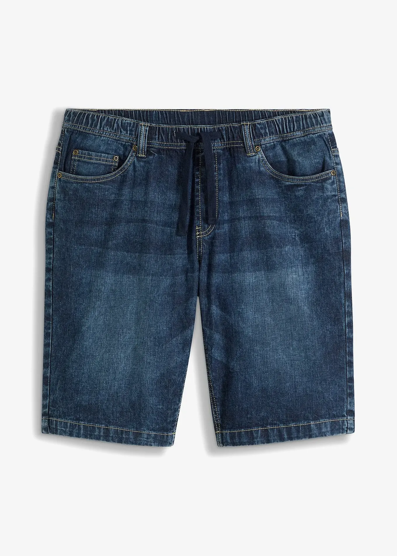 Bermuda taille élastiquée en denim léger, slim