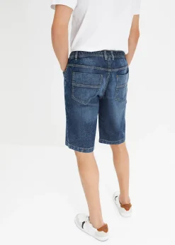 Bermuda taille élastiquée en denim léger, slim