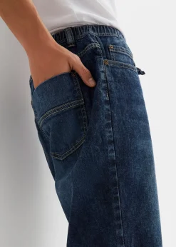Bermuda taille élastiquée en denim léger, slim
