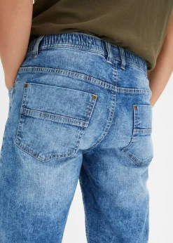 Bermuda taille élastiquée en denim léger, slim