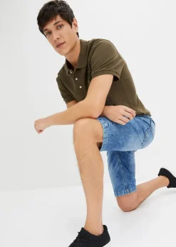 Bermuda taille élastiquée en denim léger, slim