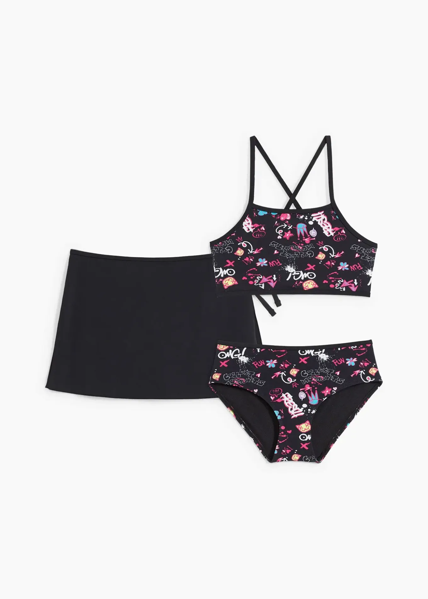 Bikini fille avec jupette assortie (ens. 3 pces)