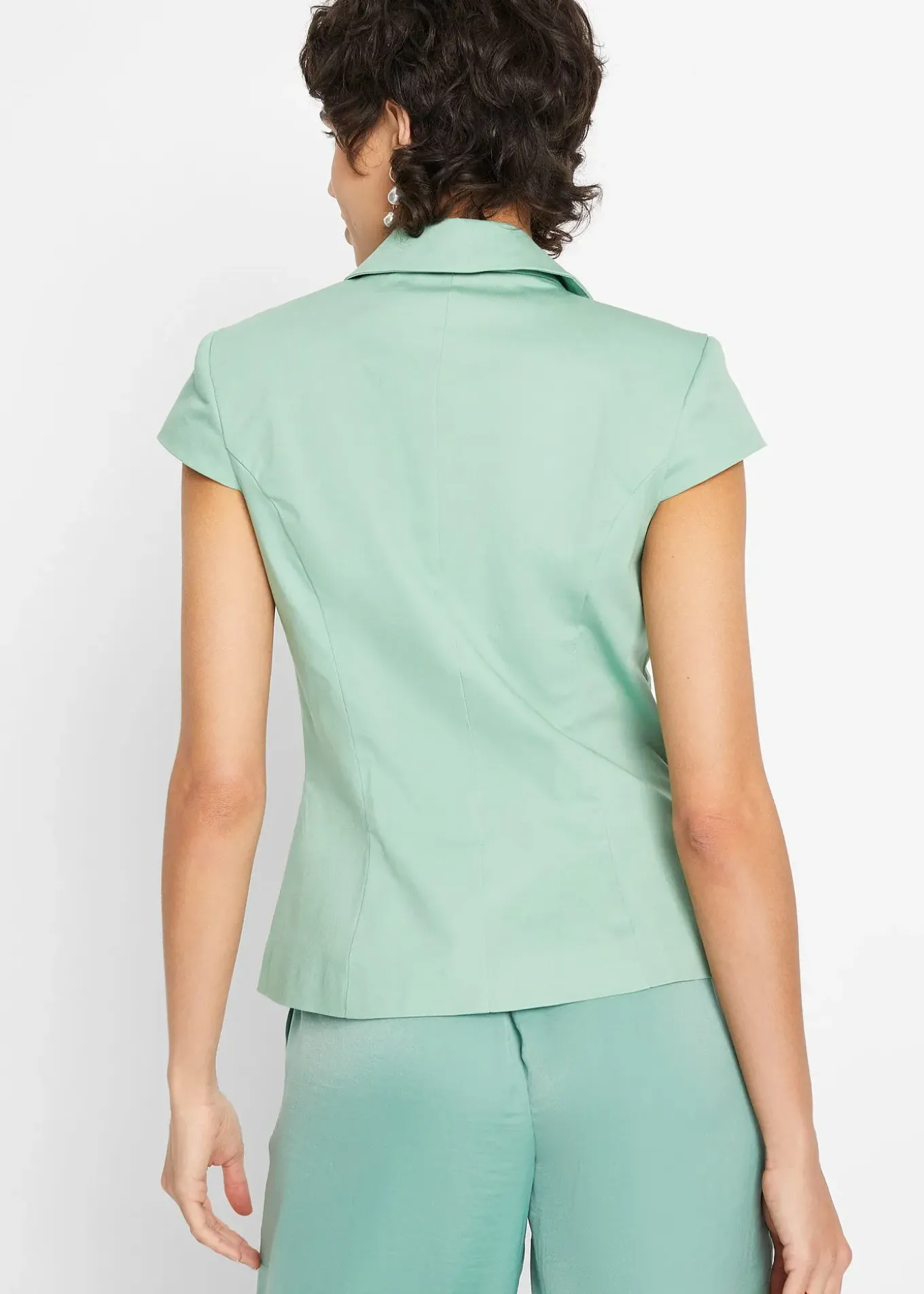 Blazer à manches courtes en satin de coton