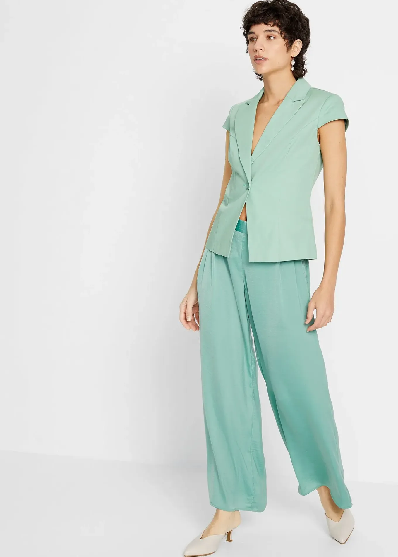 Blazer à manches courtes en satin de coton