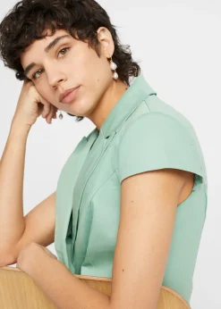 Blazer à manches courtes en satin de coton