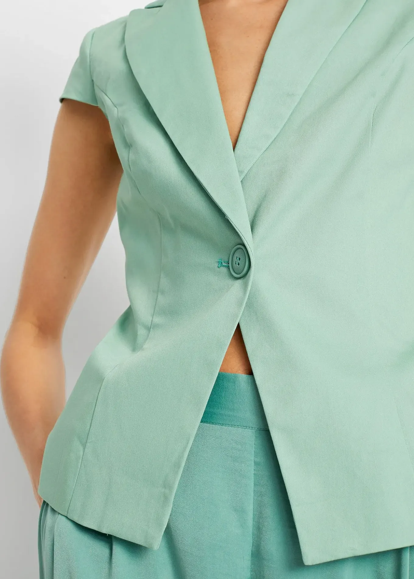 Blazer à manches courtes en satin de coton