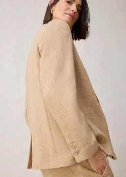 Blazer à motif chevrons, laine majoritaire