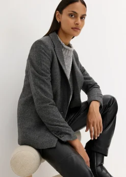 Blazer à motif chevrons, laine majoritaire