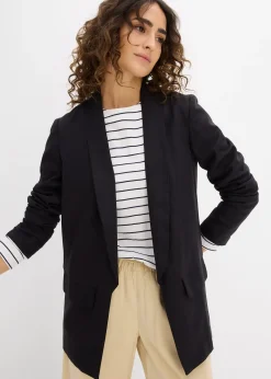 Blazer ample en mélange lin-viscose