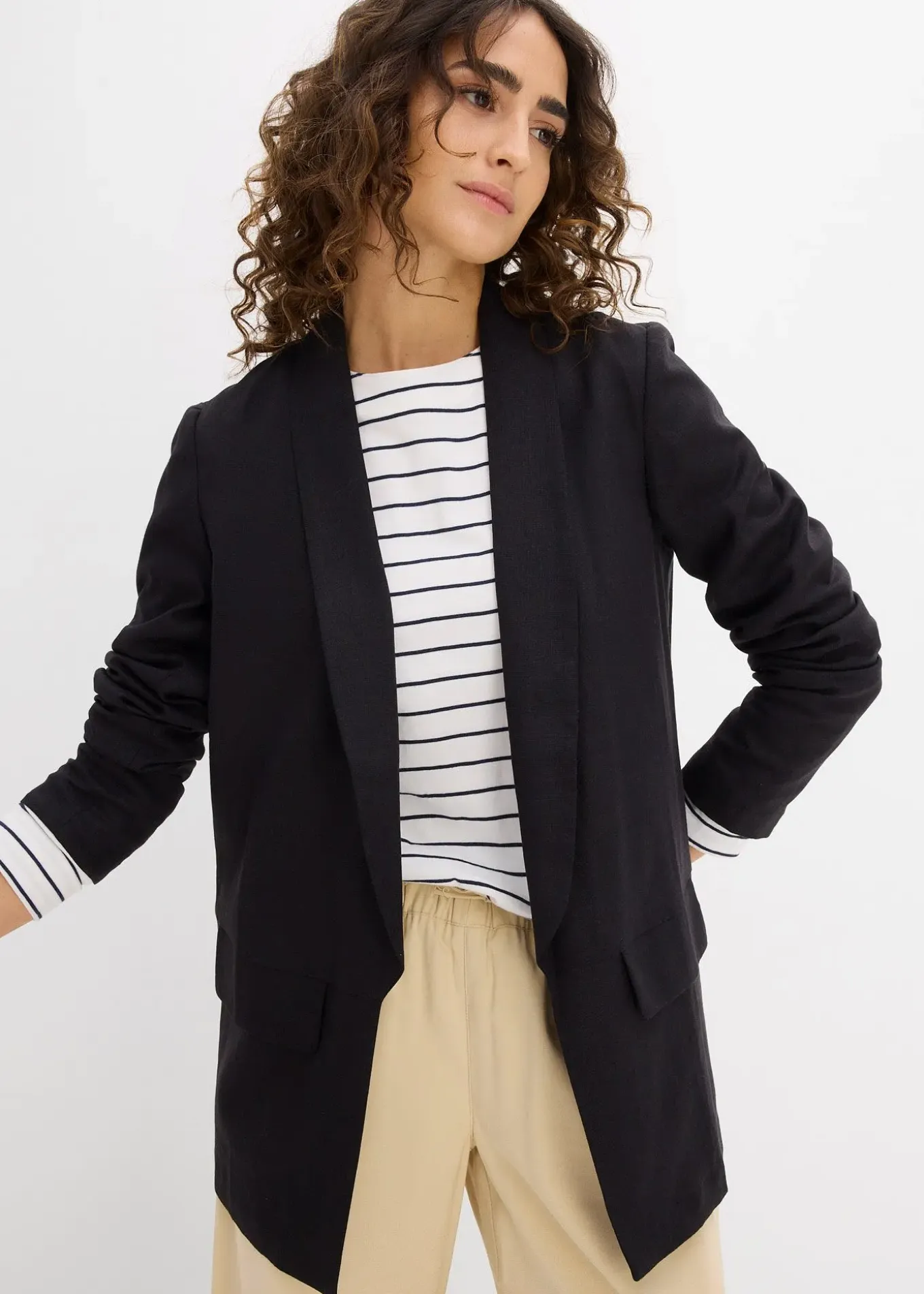Blazer ample en mélange lin-viscose