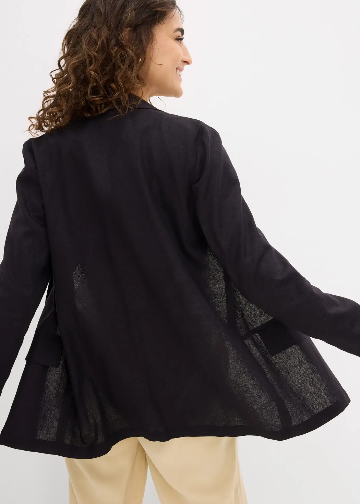 Blazer ample en mélange lin-viscose