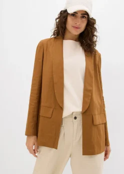 Blazer ample en mélange lin-viscose
