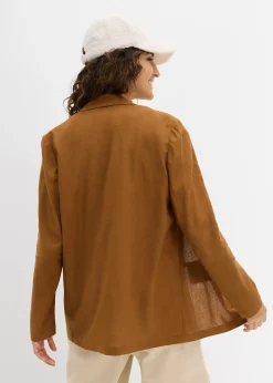 Blazer ample en mélange lin-viscose